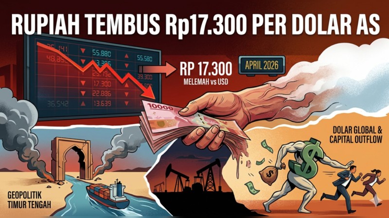 Rupiah Tembus Rp17.300 per Dolar AS, Tekanan Geopolitik Timur Tengah Jadi Pemicu Utama