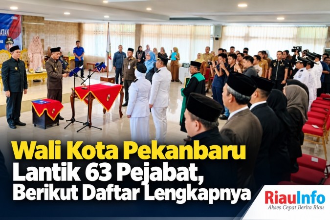 Walikota Pekanbaru Lantik 63 Pejabat, Berikut Daftar Lengkapnya