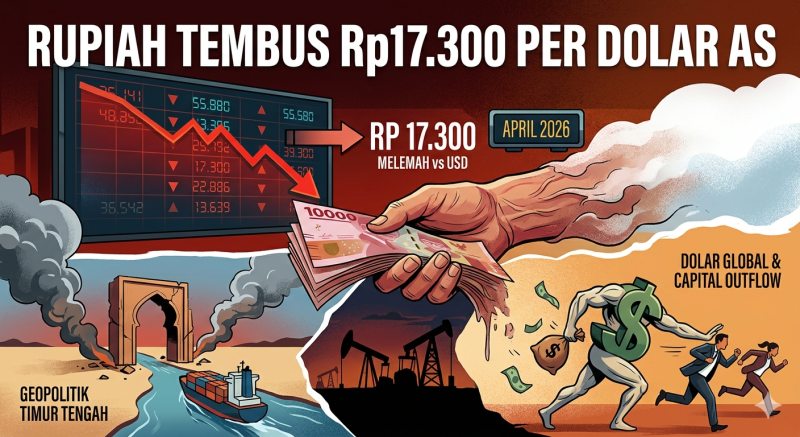 Rupiah Tembus Rp17.300 per Dolar AS, Tekanan Geopolitik Timur Tengah Jadi Pemicu Utama