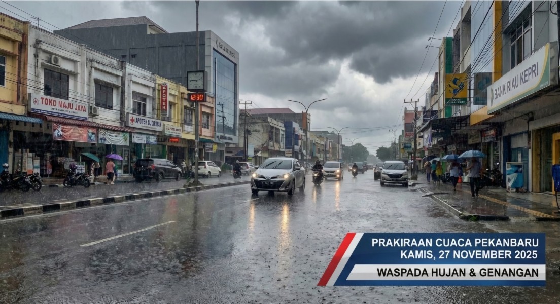 Prakiraan Cuaca Pekanbaru Kamis 27 November 2025: Waspada Potensi Hujan di Tengah Bencana  Provinsi Tetangga