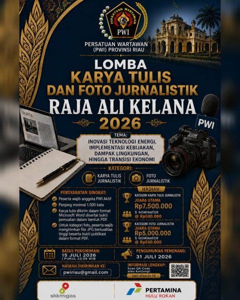 Deadline Penyerahan Lomba Karya Jurnalistik Raja Ali Kelana 2026, 15 Juli 2026