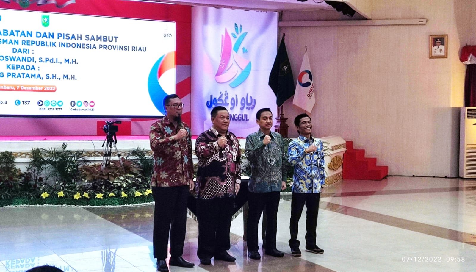 Serah Terima Jabatan Kepala Perwakilan Ombudsman RI Provinsi Riau