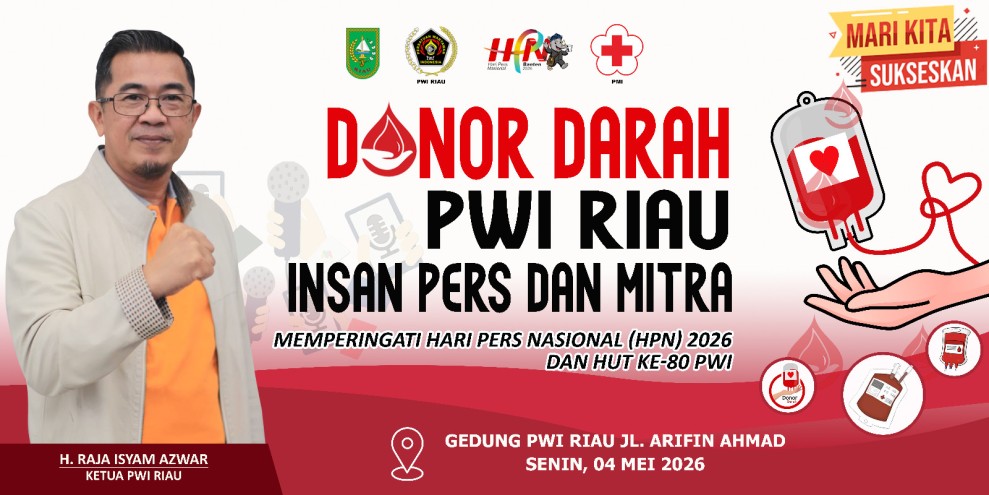 Peringati HPN dan HUT ke-80 PWI, PWI Riau Gelar Aksi Donor Darah Senin Mendatang