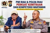 PWI Riau dan Polda Riau Perkuat Kemitraan serta Kompetensi Wartawan 