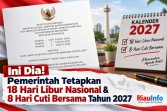 Ini Dia! Pemerintah Tetapkan 18 Hari Libur Nasional dan 8 Hari Cuti Bersama Tahun 2027 